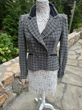 Willow & Clay Black and White Tweed Blazer Jacket